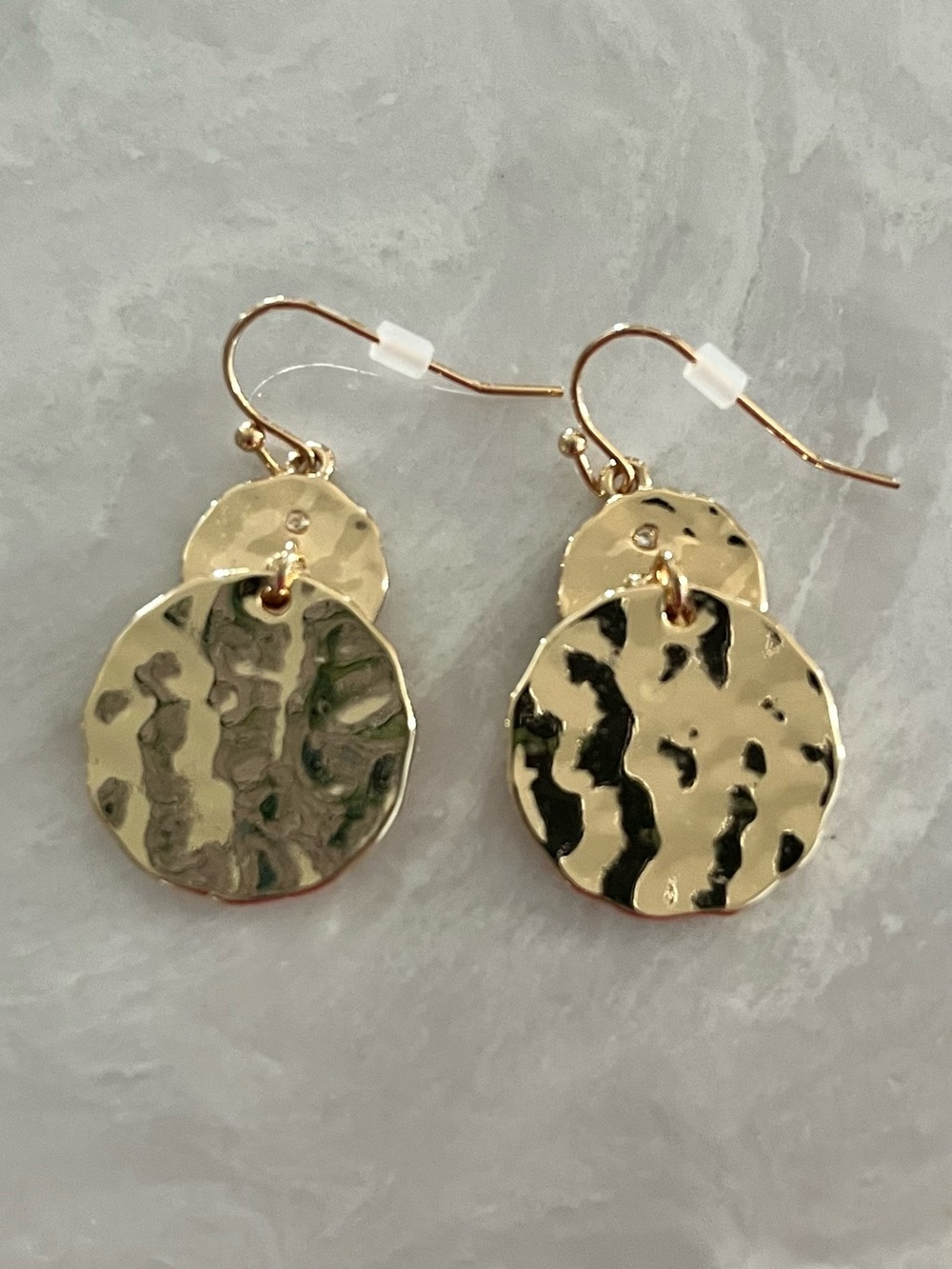 Style and Co. from Macys Gold-Tone Double Hammered Disc Drop Earrings - Picture 2 of 9